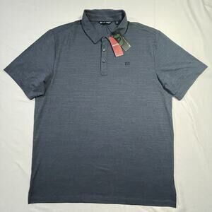 TravisMathew The Heater Polo Shirt Mens 2XL XXL Blue Heather Golf Performance